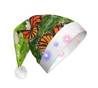 GZHYHAKAN Butterfly On Daisy Flower Print Led Christmas Hat For Adult Perfect For Christmas, Halloween, And New Year Parties