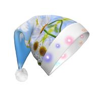 GZHYHAKAN Butterfly On Daisy Print Led Christmas Hat For Adult Perfect For Christmas, Halloween, And New Year Parties