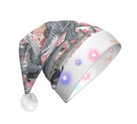 GZHYHAKAN Cats Riding Fish Print Led Christmas Hat For Adult Perfect For Christmas, Halloween, And New Year Parties