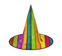 GZHYHAKAN Colored Wooden Board Print Halloween Hat For Parties, Carnivals, And Role Play – Lightweight, Comfortable