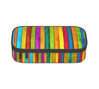 GZHYHAKAN Colored Wooden Board Print Pencil Case Scratch-Resistant, Multi-Purpose Storage Solution for School, Work, and Travel