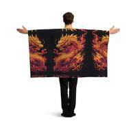 GZHYHAKAN Fire Chinese Dragon Printed Vibrant Flag Cloak With Sleeves, Lightweight And Durable Polyester Full Sleeve Design.
