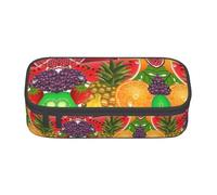 GZHYHAKAN Fresh Juicy Fruits Pineapple Berries Watermelon Grape Orange Print Pencil Case Scratch-Resistant, Multi-Purpose Storage Solution for School, Work, and Travel