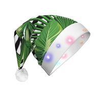 GZHYHAKAN Green Leaves Of Palm Tree Tropical Plant Print Led Christmas Hat For Adult Perfect For Christmas, Halloween, And New Year Parties