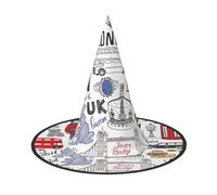 GZHYHAKAN I Love London Print Halloween Hat For Parties, Carnivals, And Role Play â€“ Lightweight, Comfortable