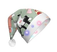 GZHYHAKAN Lovely Cartoon Cats Print Led Christmas Hat For Adult Perfect For Christmas, Halloween, And New Year Parties