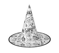 GZHYHAKAN Monochrome Sketch Style Gaming Print Halloween Hat For Parties, Carnivals, And Role Play – Lightweight, Comfortable