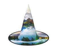 GZHYHAKAN Mountain Lake View Sunny Day Nature Print Halloween Hat For Parties, Carnivals, And Role Play – Lightweight, Comfortable