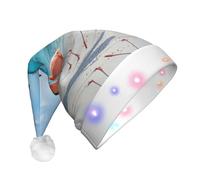 GZHYHAKAN Pink Flamingo On Beach Print Led Christmas Hat For Adult Perfect For Christmas, Halloween, And New Year Parties