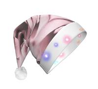 GZHYHAKAN Pink Rose Close Up Print Led Christmas Hat For Adult Perfect For Christmas, Halloween, And New Year Parties