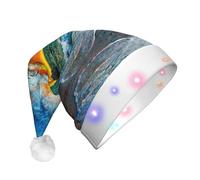 GZHYHAKAN Pirate Ship In The Sunset Print Led Christmas Hat For Adult Perfect For Christmas, Halloween, And New Year Parties