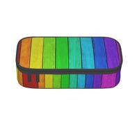 GZHYHAKAN Rainbow Colored Wood Background Print Pencil Case Scratch-Resistant, Multi-Purpose Storage Solution for School, Work, and Travel