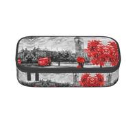 GZHYHAKAN Red London Street Print Pencil Case Scratch-Resistant, Multi-Purpose Storage Solution for School, Work, and Travel
