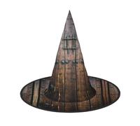 GZHYHAKAN Rustic Stall Wooden Door Print Halloween Hat For Parties, Carnivals, And Role Play â€“ Lightweight, Comfortable
