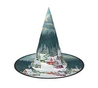 GZHYHAKAN Snow Covered Village Town Print Halloween Hat For Parties, Carnivals, And Role Play - Lightweight, Comfortable