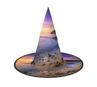 GZHYHAKAN Sun The Beach With Pebbles Print Halloween Hat For Parties, Carnivals, And Role Play – Lightweight, Comfortable