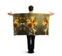 GZHYHAKAN Sunflowers And Beautiful Butterfly Printed Vibrant Flag Cloak With Sleeves, Lightweight And Durable Polyester Full Sleeve Design.