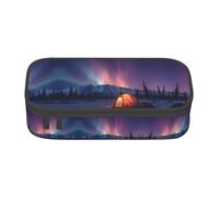 GZHYHAKAN Tent Under The Aurora at Night Print Pencil Case Scratch-Resistant, Multi-Purpose Storage Solution for School, Work, and Travel