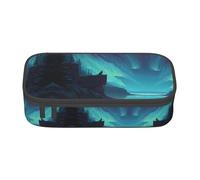 GZHYHAKAN Tent Under The Aurora at Night Print Pencil Case Scratch-Resistant, Multi-Purpose Storage Solution for School, Work, and Travel