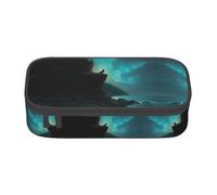 GZHYHAKAN Tent Under The Aurora at Night Print Pencil Case Scratch-Resistant, Multi-Purpose Storage Solution for School, Work, and Travel