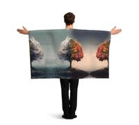 GZHYHAKAN Tree That Has Four Seasons Printed Vibrant Flag Cloak With Sleeves, Lightweight And Durable Polyester Full Sleeve Design.