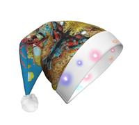 GZHYHAKAN Tropical Fish Print Led Christmas Hat For Adult Perfect For Christmas, Halloween, And New Year Parties