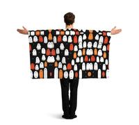 GZHYHAKAN White Ghost Halloween Printed Vibrant Flag Cloak With Sleeves, Lightweight And Durable Polyester Full Sleeve Design.