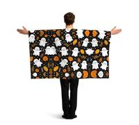 GZHYHAKAN White Ghost Halloween Printed Vibrant Flag Cloak With Sleeves, Lightweight And Durable Polyester Full Sleeve Design.