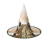 GZHYHAKAN Wooden Jetty With Fallen Leaves Print Halloween Hat For Parties, Carnivals, And Role Play â€“ Lightweight, Comfortable