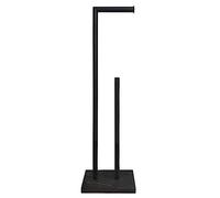 Gzila Freestanding Toilet Roll Holder with Reserve, Heavy Marble Base, SUS304 Stainless Steel, Black
