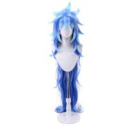 GZIRUE Idia Shroud Wig Cosplay Blue Gradient Light Blue Long Wavy Wig with Hair Extensions Anime Costume with Wig Cap