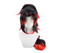 GZIRUE Kokushibou Wig Cosplay Black Gradient Red Long Wig with Ponytail Anime Costume