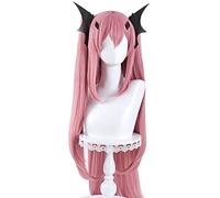 GZIRUE Krul Tepes Wig Cosplay Pink Long Wig with Hair Accessories Anime Costume with Wig Cap (90 cm)