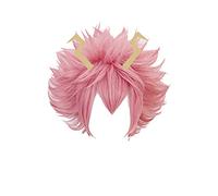 GZIRUE Pink Short Wig Hair with Hair Accessories for Women Lady Party Halloween Daily Anime Mina Ashido Wig Cosplay Costume with Horns
