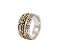 Gziweuwi Boho Two Tone Geometric Ring Vintage Creative Line Design Bohemian Statement Ring for Women Carved Pattern Heart Wide Ring for Women Daily Party Holiday Personality Jewelry 7