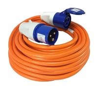 Gziztx 50M Extension Lead Cable - Heavy Duty 16 Amp 240V Camping Caravan Hook Up Cable - High Vis Orange - Ideal for Campervans & Motorhomes (50M)