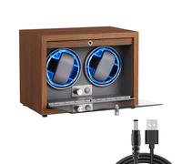 Gziztx Automatic Watch Winder for 2 Watches, Double Watch Winder Box with Quiet Motor, LED Light, 4-Speed Rotation Mode, for Men and Women Watches (Grey)