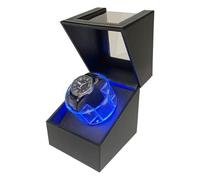 Gziztx Automatic Watch Winder Quiet Single Watch Winder Box with LED Light, PU Leather, Bidirection Rotation, 2 Modes, Stop When Opening the Cover (Black)