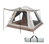 Gziztx Camping Tent 4-6 Person Pop Up Tent with 2 Doors and 2 Windows, Waterproof, Windproof, Sun Protection, Easy to Set Up, for Traveling Outdoor, Hiking, Beach, Fishing (240*240*154CM-Off White)