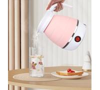 Gziztx Collapsible Electric Kettle 0.6L Portable Travel Kettle Mini Silicone Camping Kettle for Camping, Business Trip, Travel, Hiking, Quick Cooking (Pink)