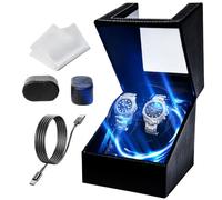 Gziztx Double Watch Winder For 2 watches With 5 Rotation Modes,Blue LED Light,Type-C Charging,PU Leather Quiet Motor 2 Slot high stretchy pillow