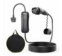 Gziztx EV Charger 5M EV Charging Cable Type 2 to 3 Pin Plug, 3.3 KW 6/8/10/13A, Portable 3 Pin EV Charger with Current Adjustment, IP77 Waterproof