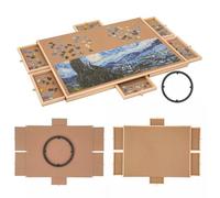 Gziztx Jigsaw Puzzle Table 1500 Pieces Wooden Jigsaw Puzzle Board Puzzle Plateau with 6 Drawers Storage System, Cover, Turntable, for Adults Children