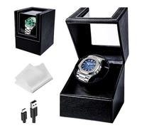 Gziztx Single Watch Winder Quiet Automatic Watch Winder Box for 1 Watch, Bidirectional rotation, with USB Adapter, for Women and Men Mechanical Watch (Black)