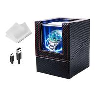 Gziztx Single Watch Winder Quiet Automatic Watch Winder Box for 1 Watch, with LED Light, 5 Adjustable Modes, for Women and Men Mechanical Watch (Carbon Fiber)