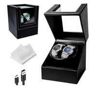 Gziztx Watch Winder for 2 Watches Quiet Watch Winder Box, Automatic Watch Display Storage Box for Double Watch (Black)