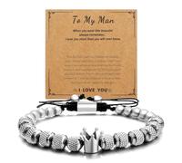 GZJOGO To My Man- Straighten Your Crown Bracelet Gift,to My Man Bracelet Gifts for Men, Adjustable Stainless steel Crown Bracelets for Husband Boyfriend, Valentine Birthday Christmas Gifts for Men