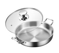 GZKDKZB 316 Stainless Steel Paella Pan with Lid, Non-Stick Spanish Seafood Pot Induction Compatible Frying Pan for Gas Stove & Electric Cooktop,36cm