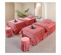 GZKDKZB 4pcs Beauty Salon Bedding Set, Crystal Velvet Beauty Bed Set, Includes Sheet, Quilt Cover, Stool Cover, And Pillowcases(Multi-colored/F,190x70x55/I cm)