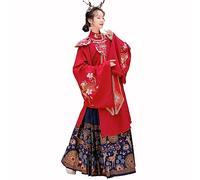 GZKDKZB hanfu Women's Ming Dynasty Hanfu Skirt Halloween Christmas Costumes Spring Summer Horse Face Dress (Color : Red, Size : L)